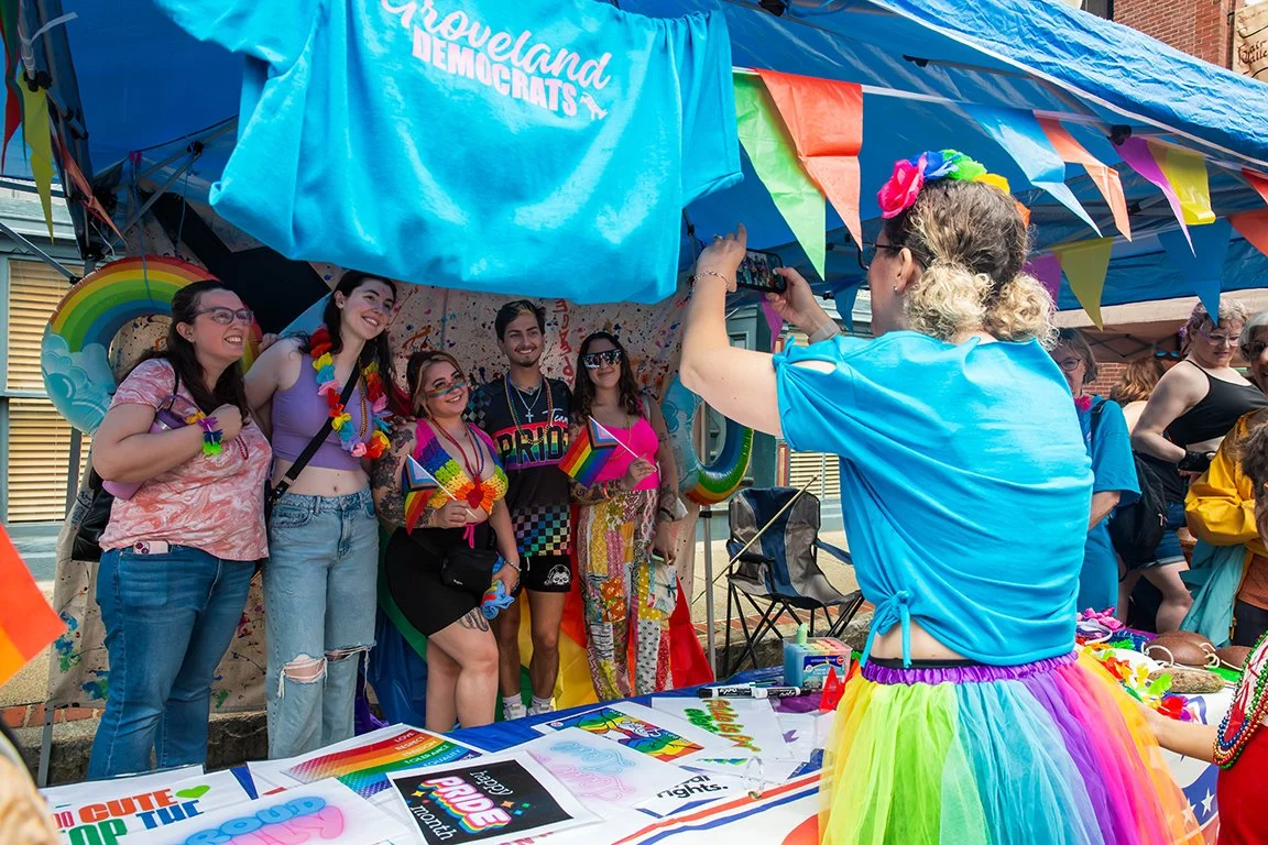 Haverhill Pride 2025 resource fair featuring the Groveland democrats