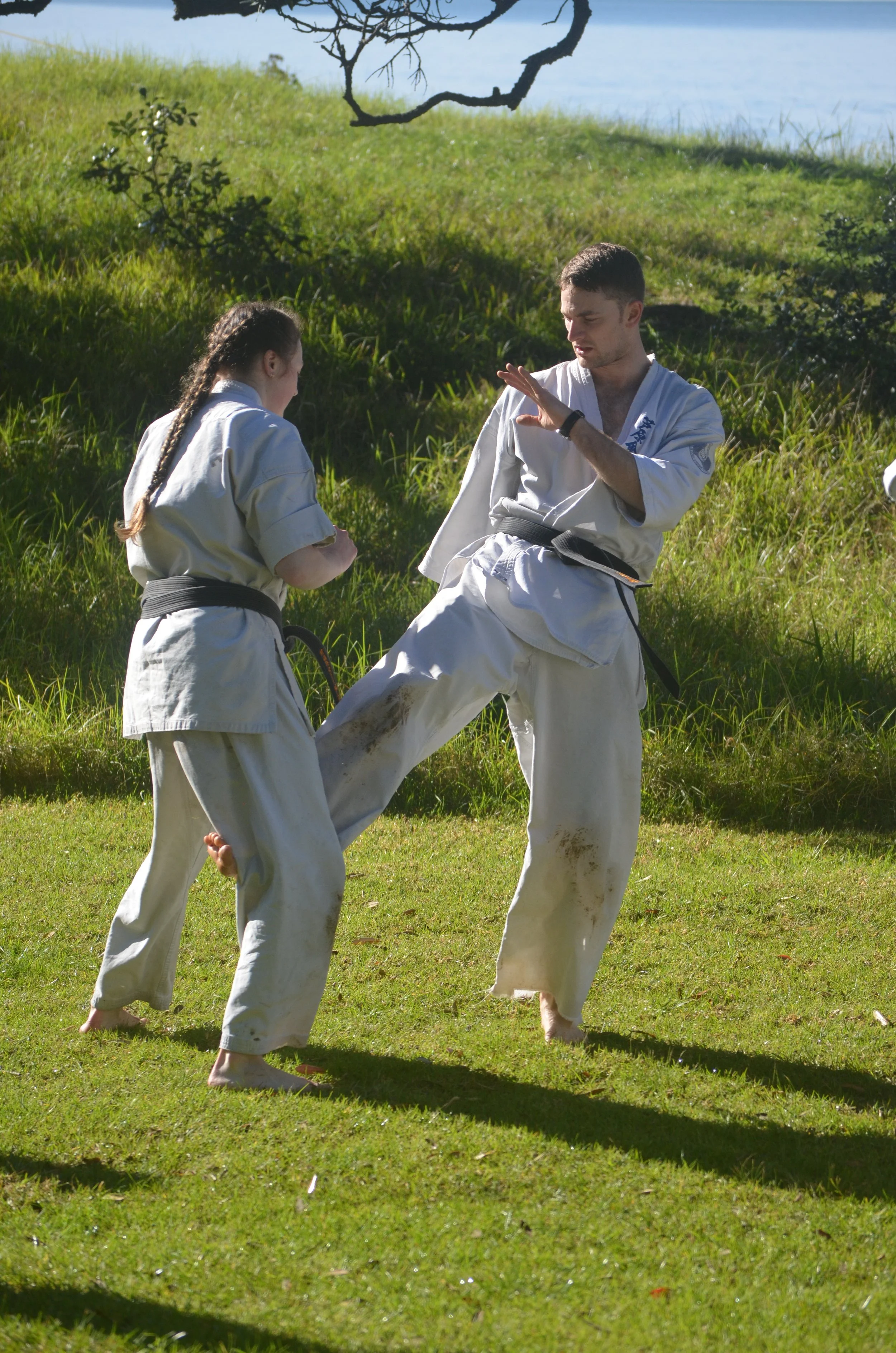 two karate people fighting