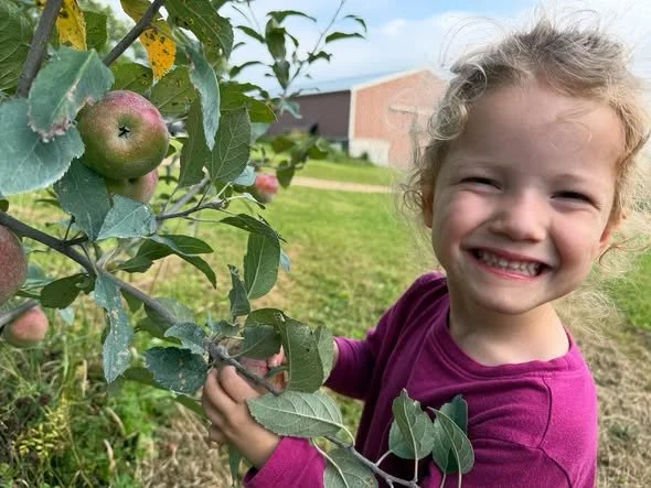 Taste testing apples at Hoch Orchard, currently rented and operated by Featherstone. 