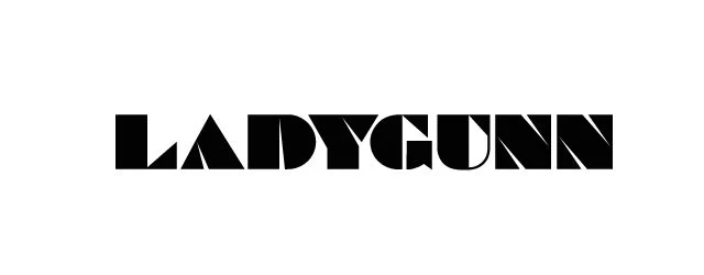 Text saying 'LADYGUNN' in bold black letters on a white background.