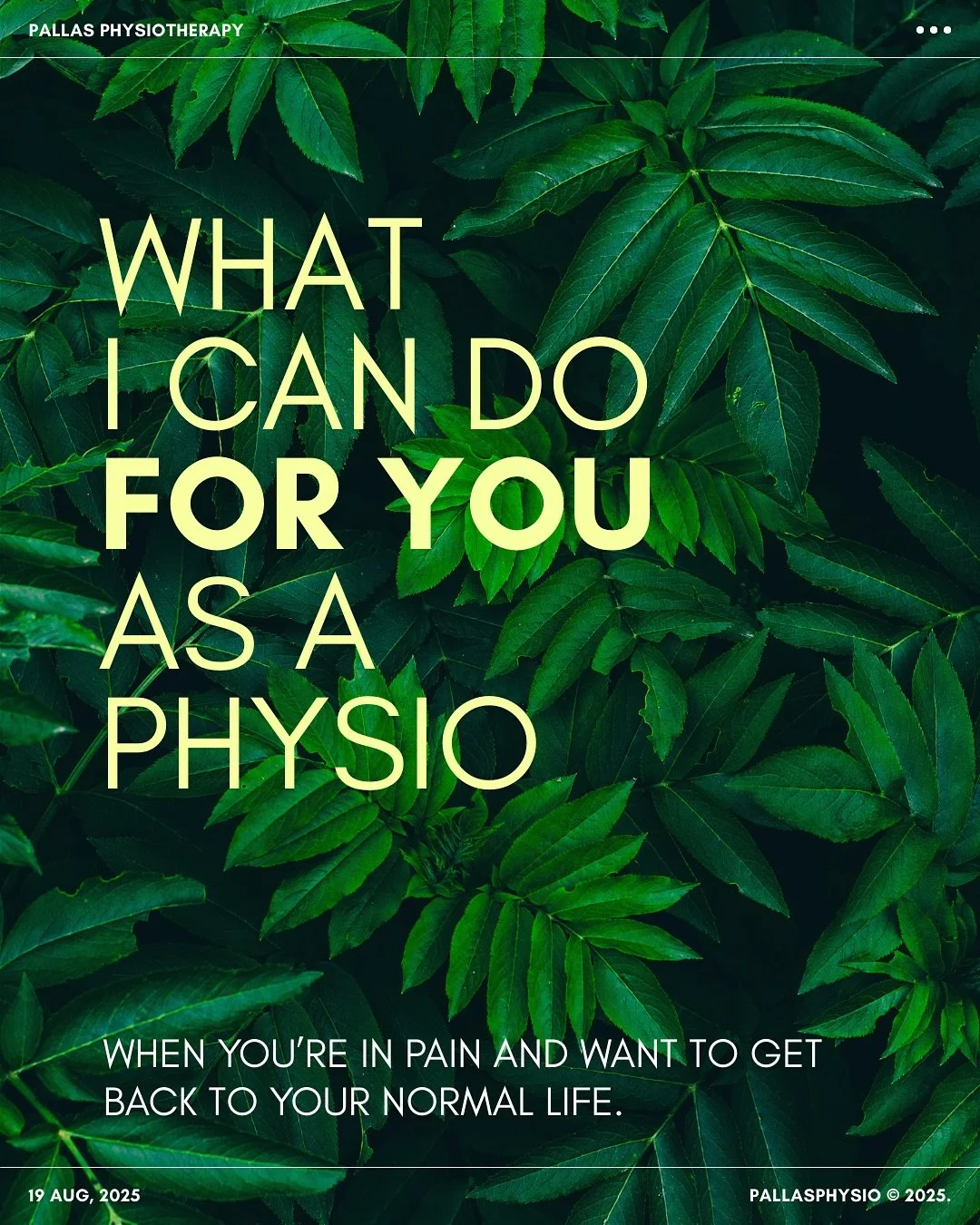 🌿 How Physiotherapy Can Help You 🌿

Physiotherapy isn&rsquo;t just about treating pain, it&rsquo;s about helping you move with more confidence, strength, and freedom. Here&rsquo;s how I work with my clients:

✅ Comprehensive movement knowledge &nda