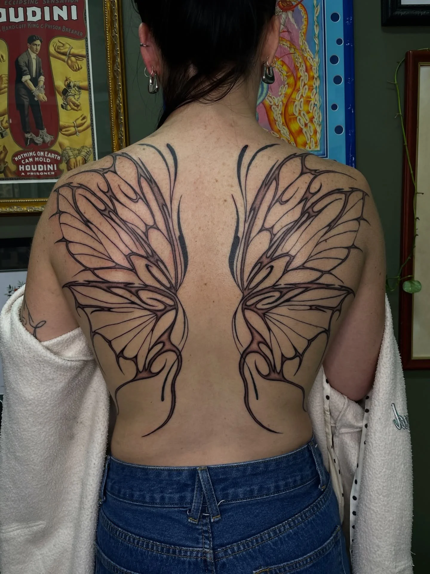 Wings for Codie. Thank you 🖤🖤. DM to book in, done at @westside_tattoo_mermaid_beach