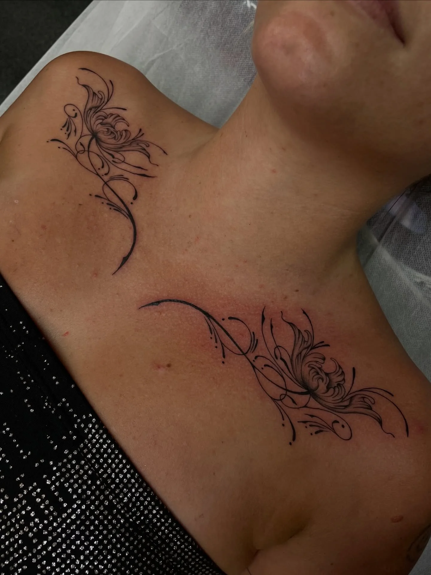 Flowers for Sarada. Thank you 🖤 DM to book in, done at @westside_tattoo_mermaid_beach