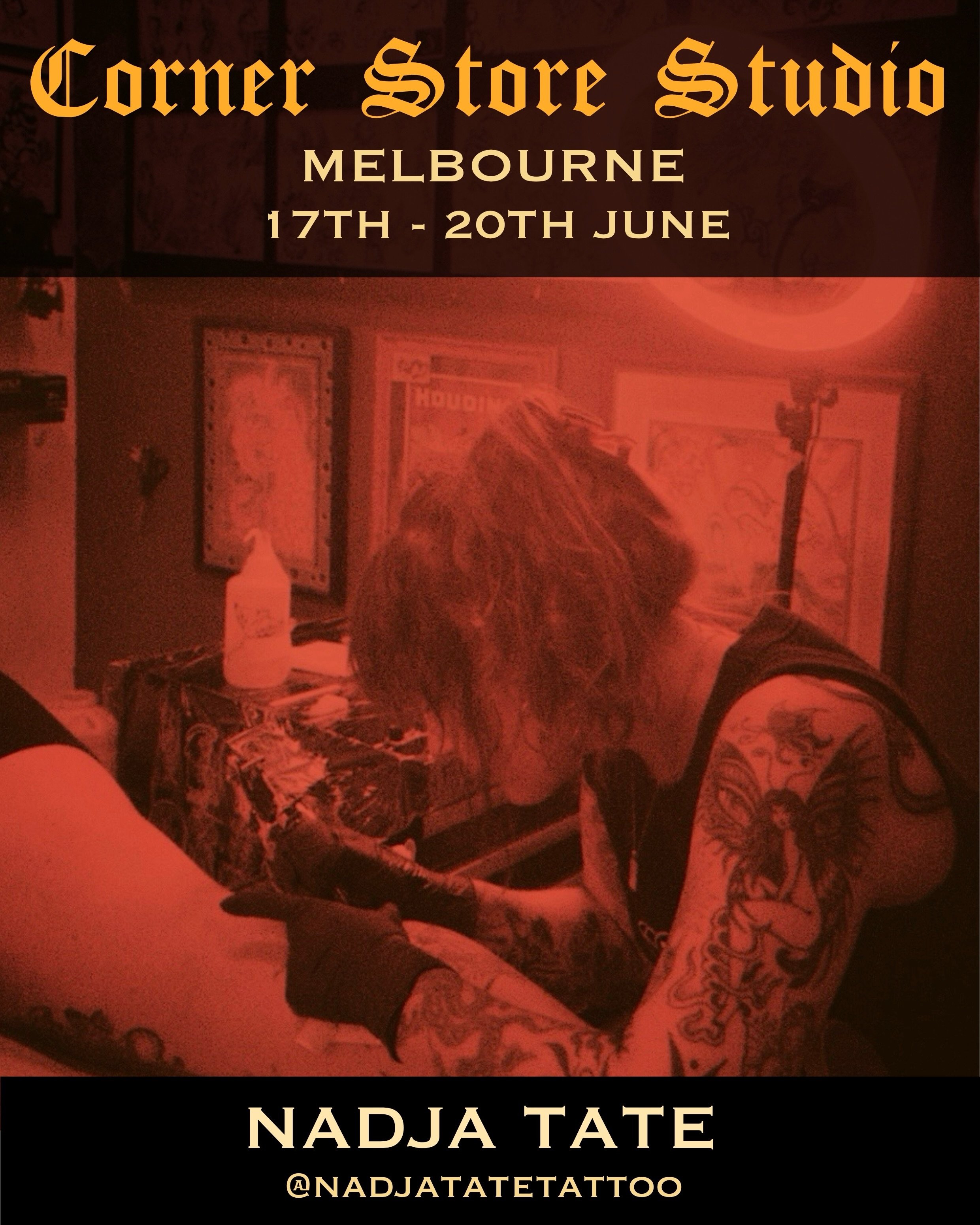 💥MELBOURNE💥 

Excited to say I&rsquo;ll be guesting at @corner_store_studio from the 17TH - 20TH JUNE. 

I have plenty of flash to choose from or would love to do a custom for you 🖤 to book in send me a DM or email through my website, I would love