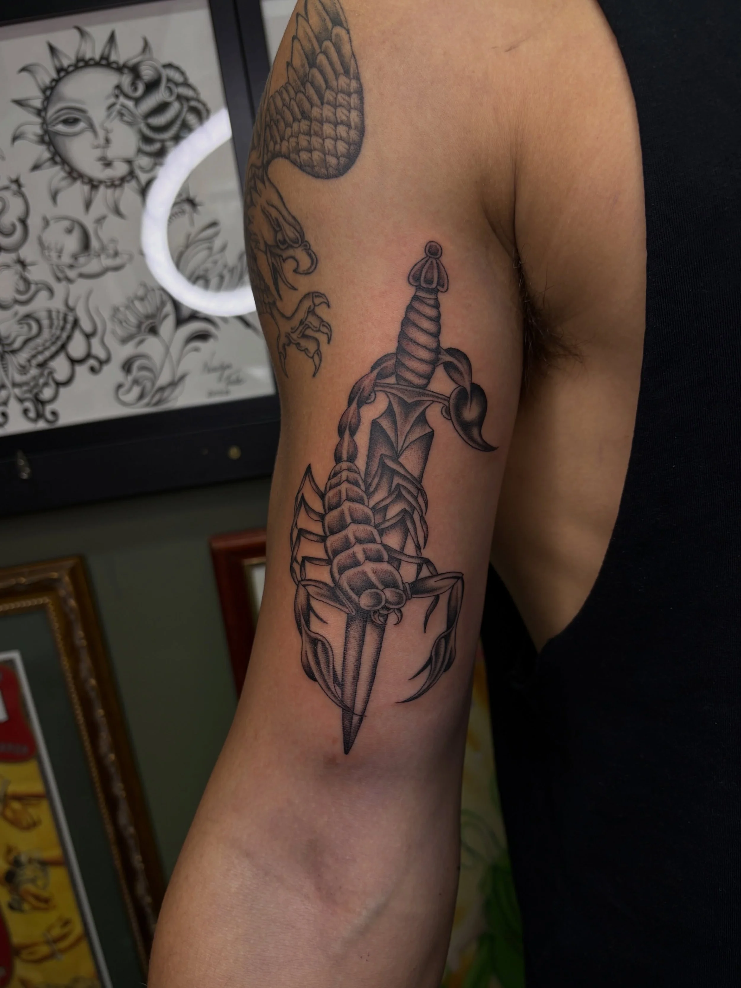 Scorpion for Angus and some healed ones too. Thank you!! 🖤 DM to book, made at @westside_tattoo_mermaid_beach
