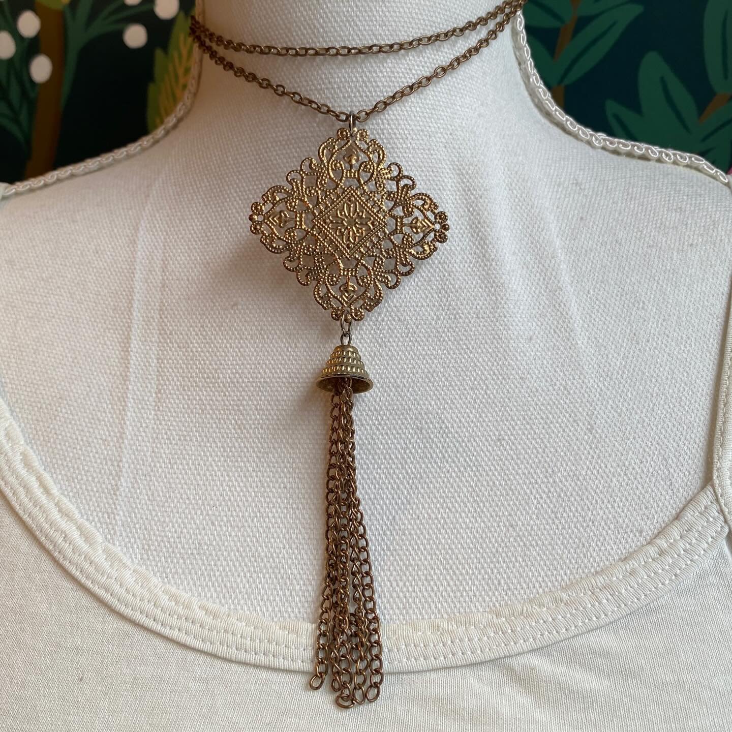 three of my fav sexy necklaces we have in the shop rn. shown styled double layered choker style, and as a single long strand. versatile and great for layering either way ✨ style inspo keywords: victorian revival, baroque, romantic, mystical, art nouv