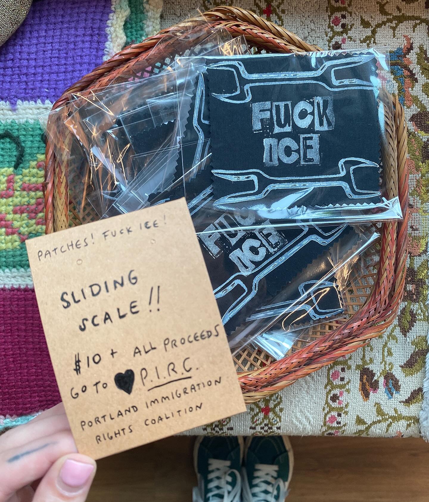reminder that we have patches handmade by @steviescraftworld_ for sale (sliding scale) and all proceeds go to @pirc_oregon // we will also be bringing more whistle kits in next week which are freeeeee for everyone xo