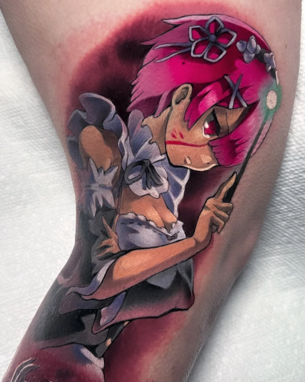 Good start on Kristi&rsquo;s knee with Ram! Can you guess who&rsquo;s going on the other side of the knee?
Thanks as always Kristi!
.
.
.
.
#rezero #ram #animetattoos #newhampshiretattoo #newenglandtattoonetwork
