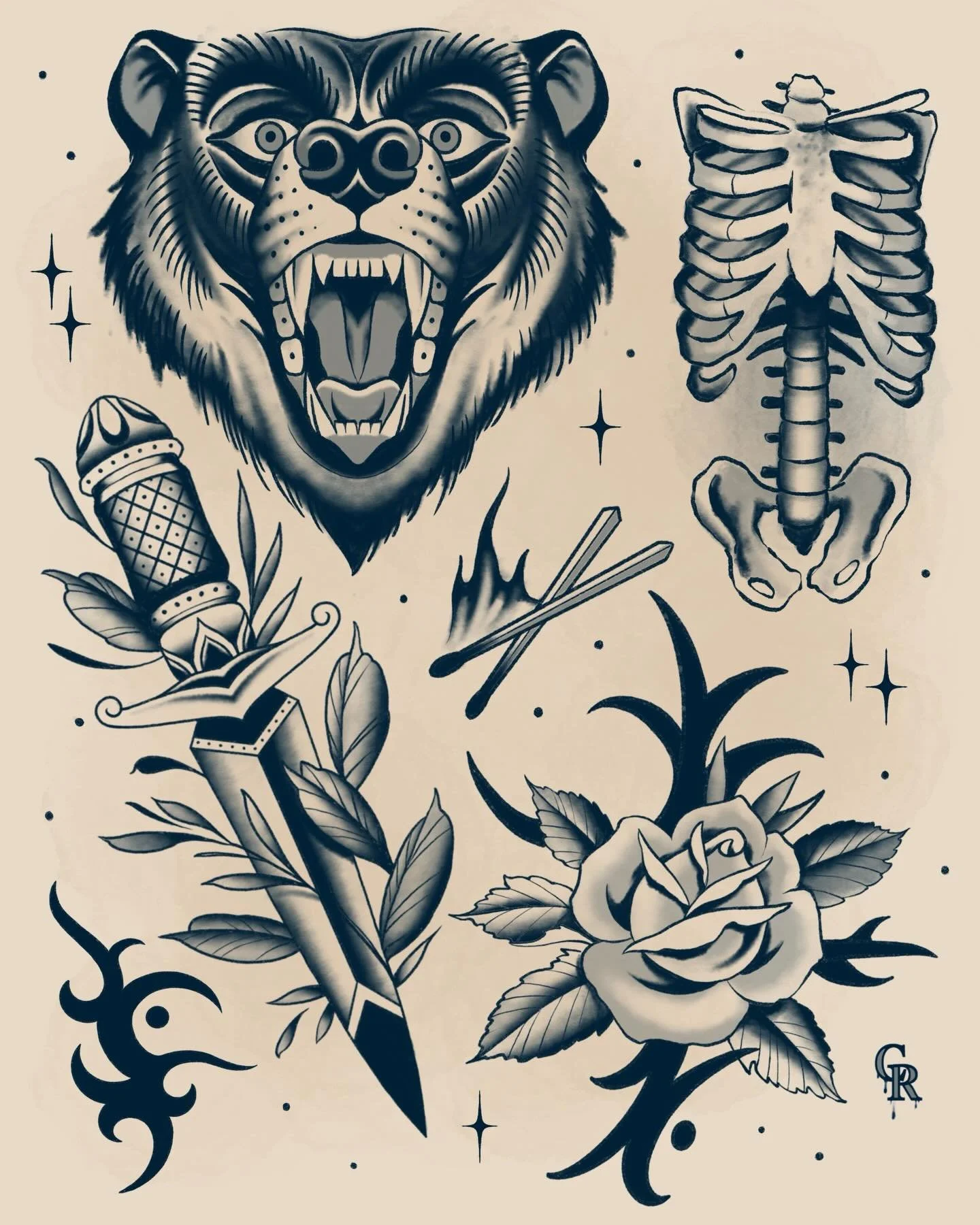 Some new flash that I&rsquo;d love to do. Always open for doing them in color as well ✨ Send me a message to claim one! 
.
#tattooflashsheet #tattooflashart #flashaddicted #flashtattoos #nhtattoo
