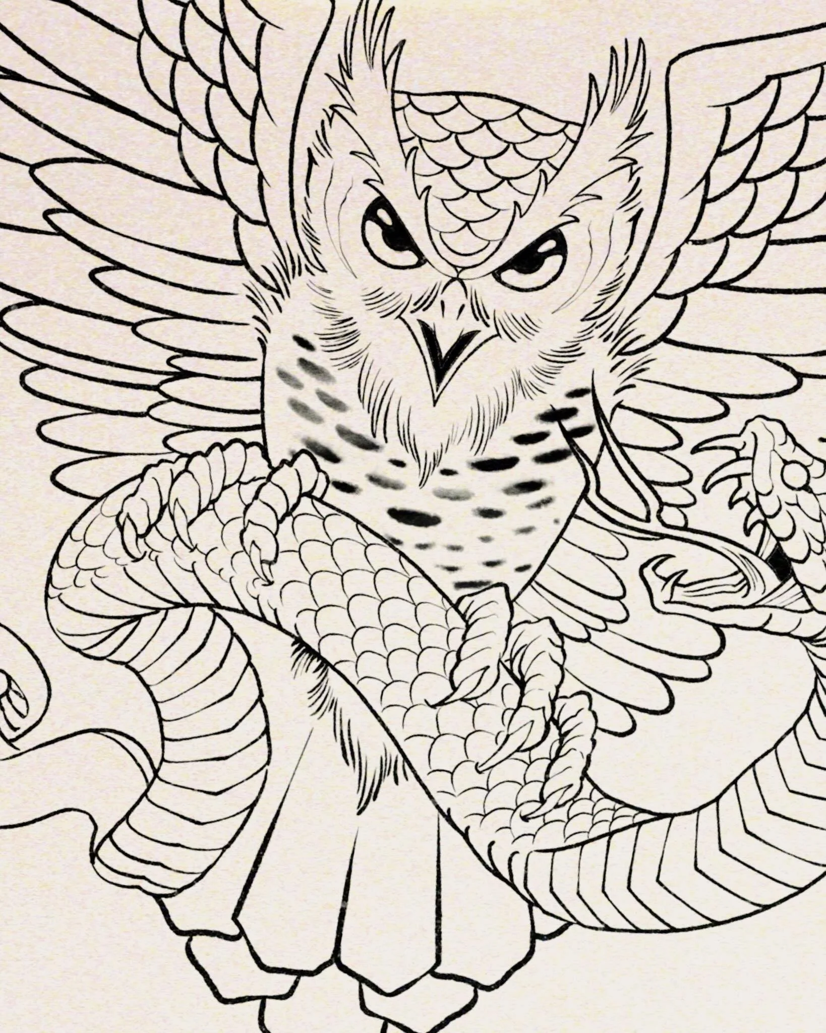 Was just drawing for fun, and ended up with a fairly big owl. But I&rsquo;d love to start taking on bigger projects like this. If anyone is willing, I&rsquo;d love to turn this into a chest piece. DM me with interest in this or any other piece big or