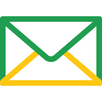 Icon of an envelope with green and yellow outlines