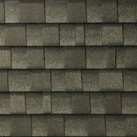 Close-up of gray shingle roofing.