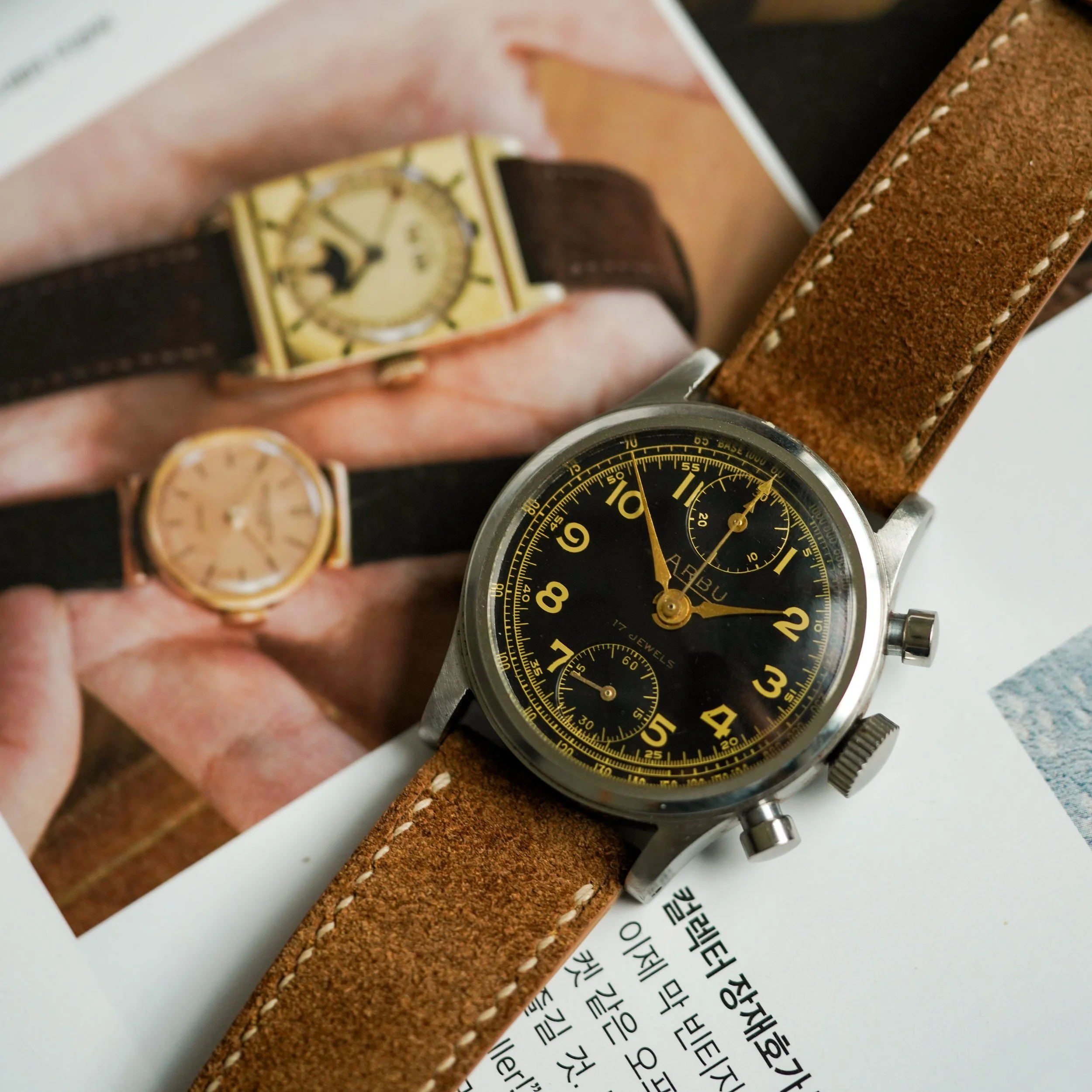 Arbu Waterproof Chronograph “Up-Down” Gilt Dial