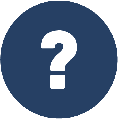 A dark blue circular icon with a white question mark in the center.
