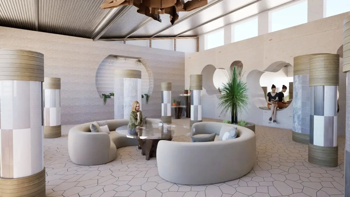 My Biophilic Showroom Rendering Progress. Still learning, but having alot of fun with it.