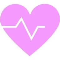 A pink heart with a white heartbeat line running through it.