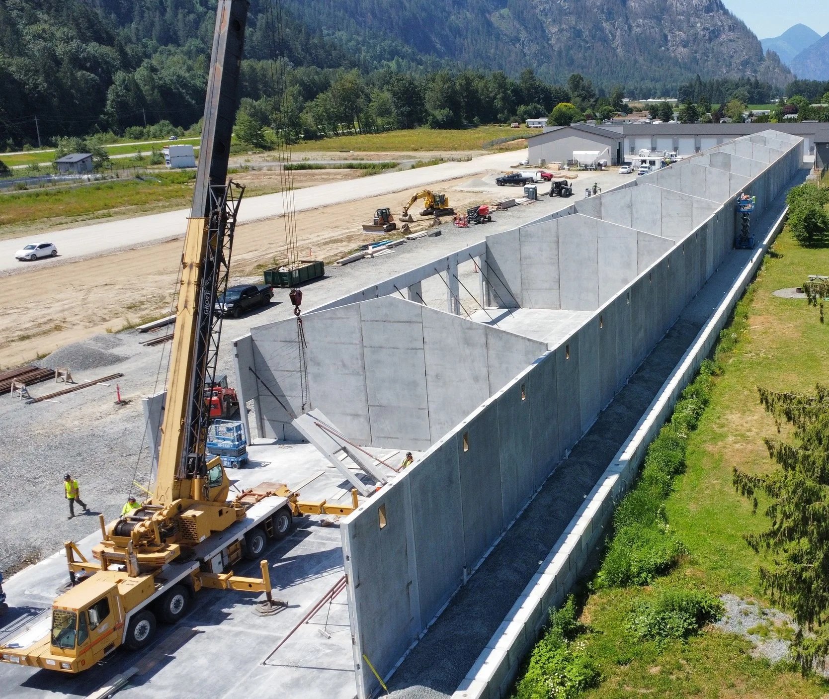 Insulated Wall Panels being installed at a warehouse building in Hope, British Columbia.