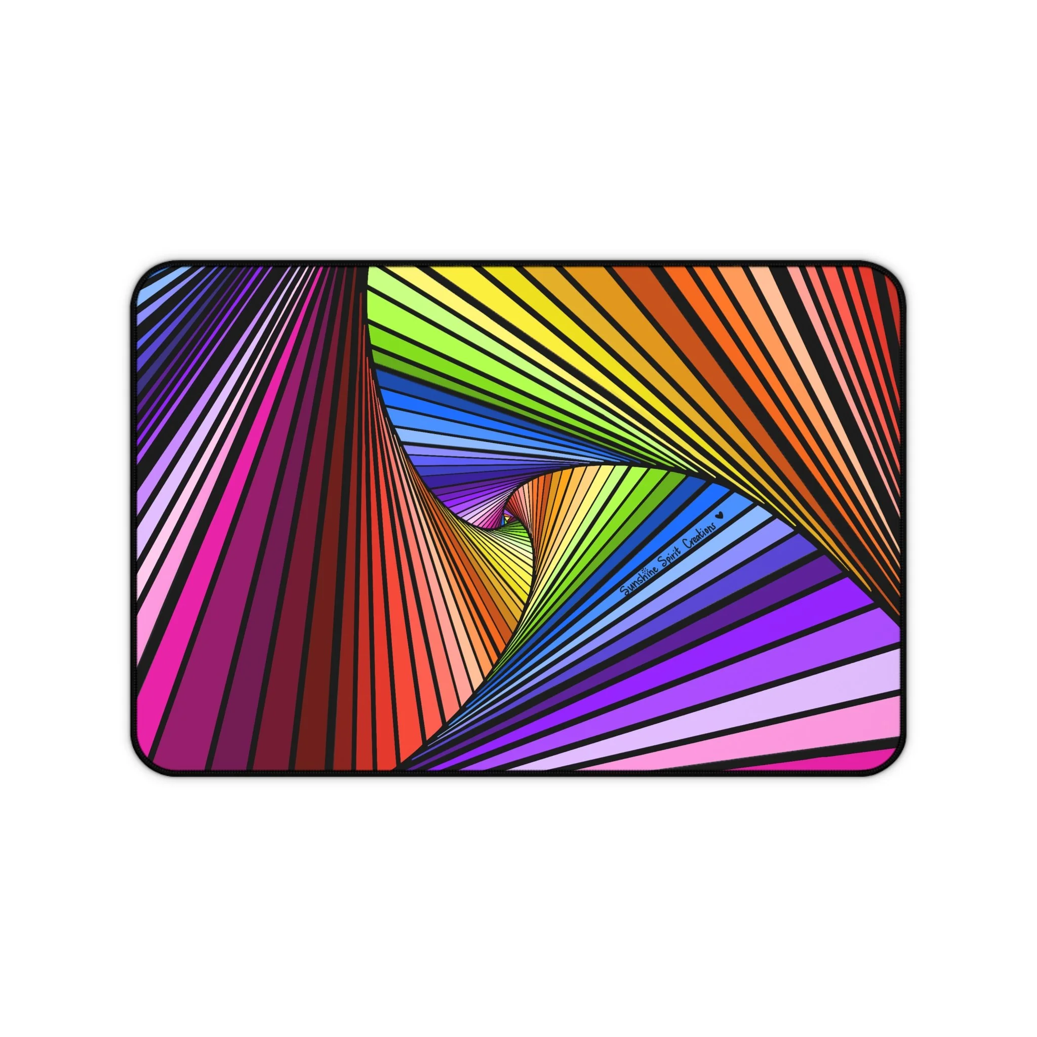 Rainbow Optical Illusion Spiral / Desk Mat — Colorful Gaming & Office Mouse Pad