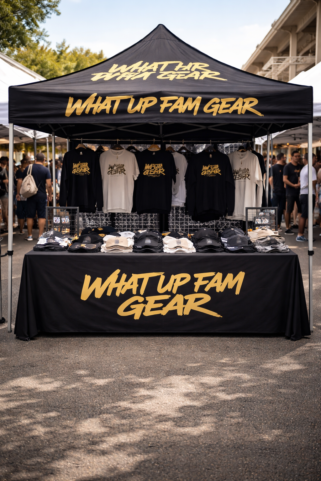 Branded table cloths, branded tents