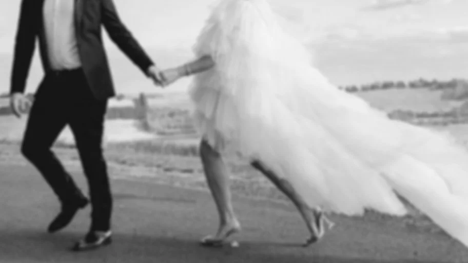 Editorial wedding portrait at Melbourne bride and groom blurry