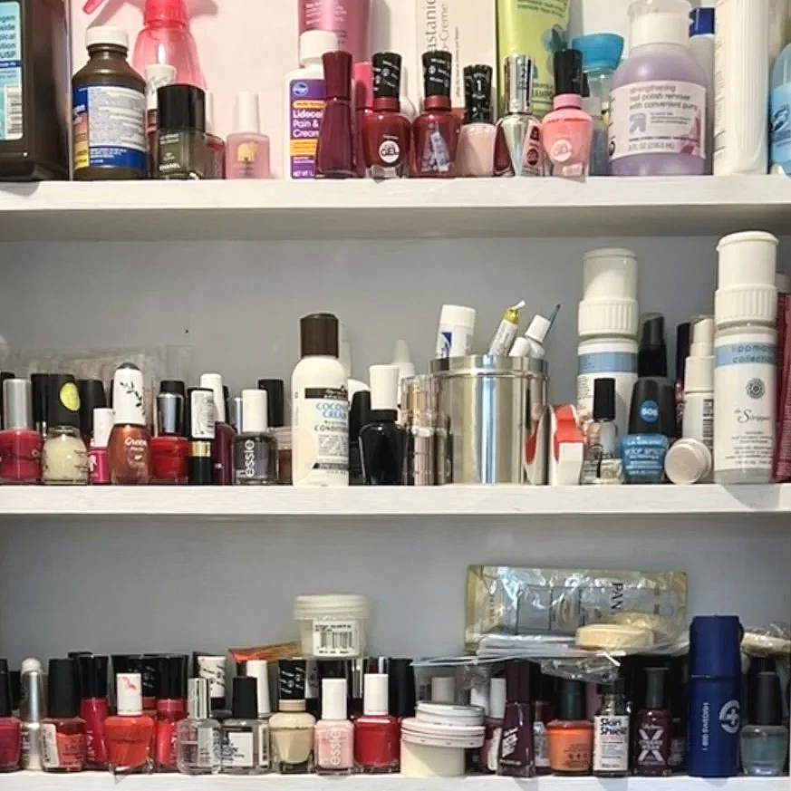 Nail polish and beauty collection before organizing