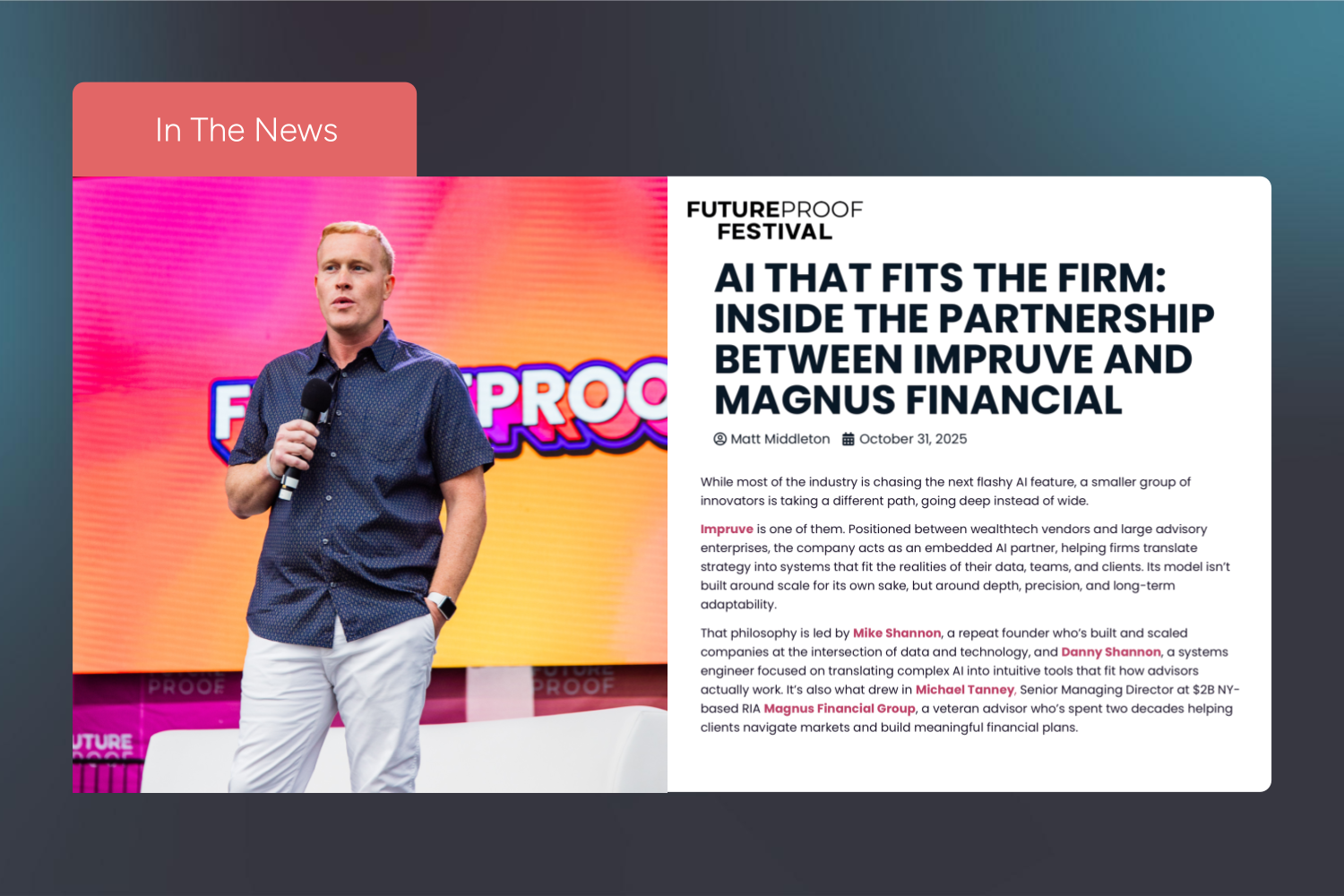 Future Proof CEO Matt Middleton Spotlights Impruve in "AI That Fits The Firm" 
