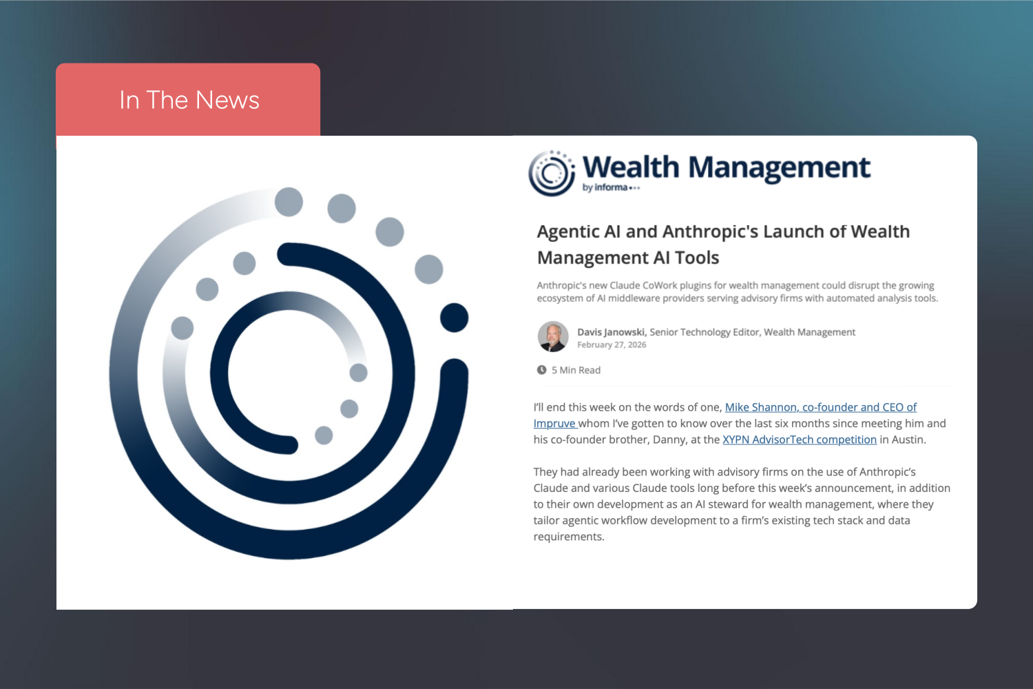 Impruve Named in Wealth Management's AI Moment: A Recap of Davis Janowski's Industry Column
