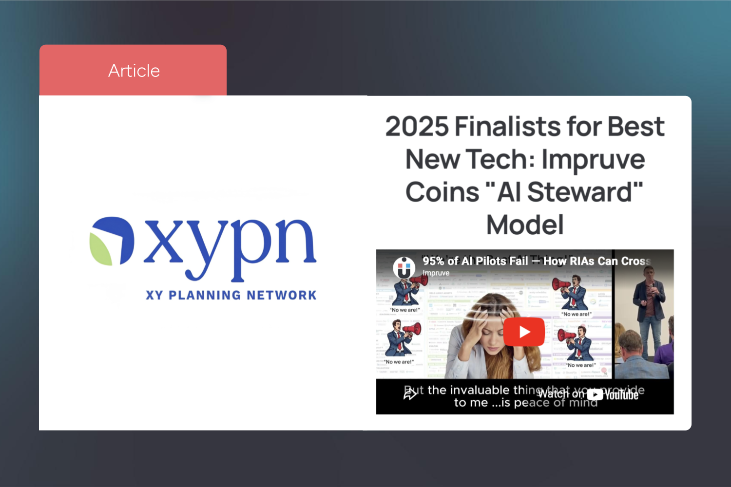 2025 Finalists for Best New Tech: Impruve Coins "AI Steward" Model