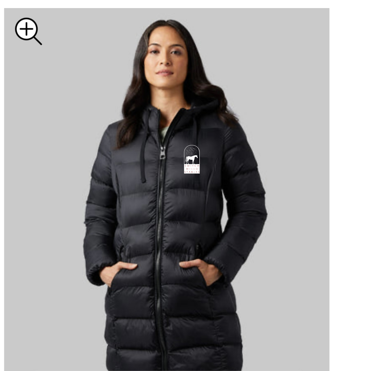 Women's Heavyweight 3/4 Puffer Jacket with front logo