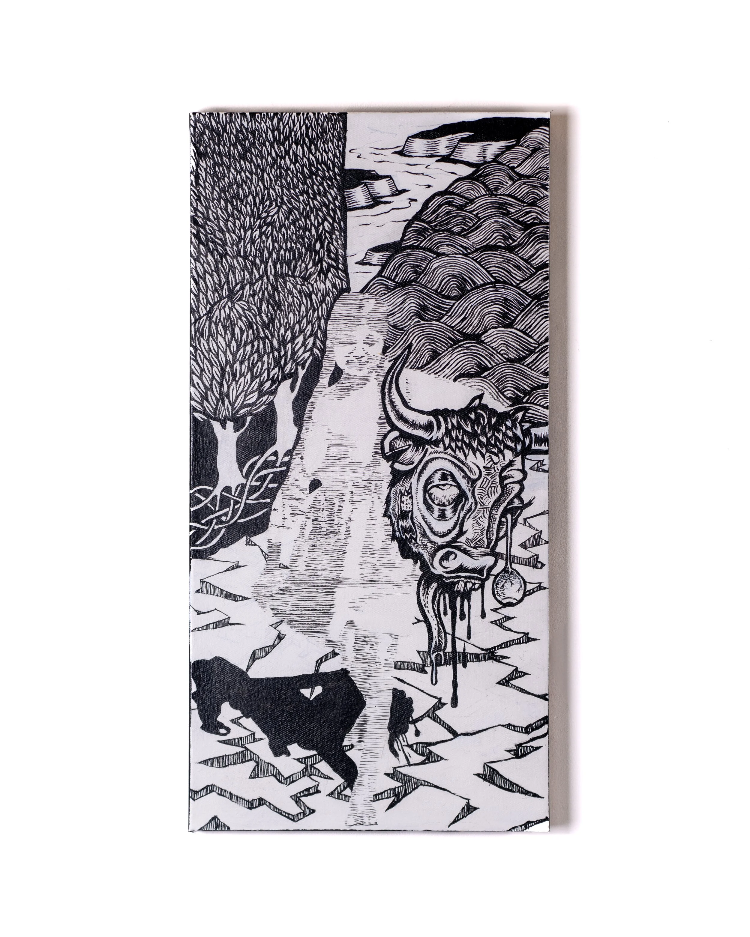 Clay Parker_She Came From the Hills_ink and acrylic on canvas_30"x15"_2025_2.jpg