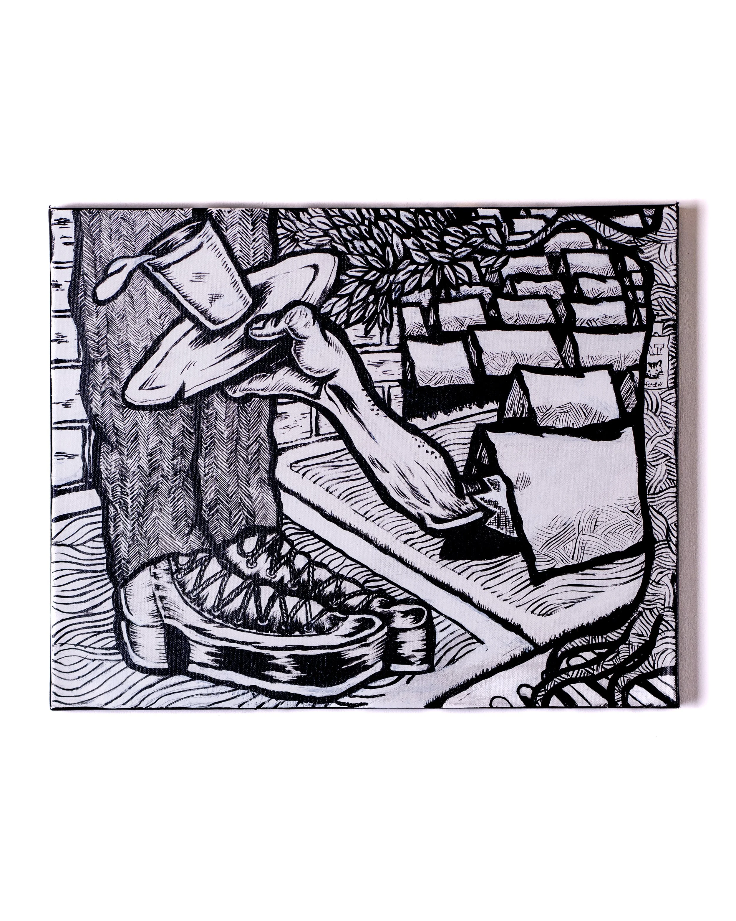 Clay Parker_Unhoused Essential Worker_ink and acrylic on canvas_16"x20"_2025_2.jpg