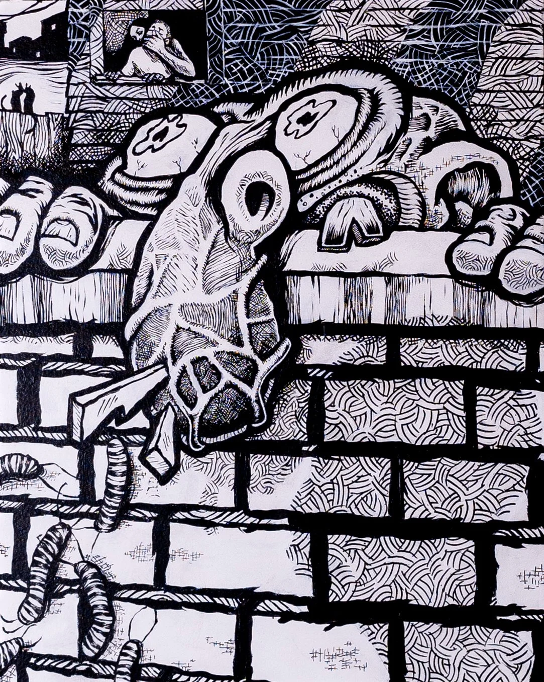 Clay Parker_Quiet Summer Eveing_ink and acrylic on canvas_30"x24"_2024_1.jpg