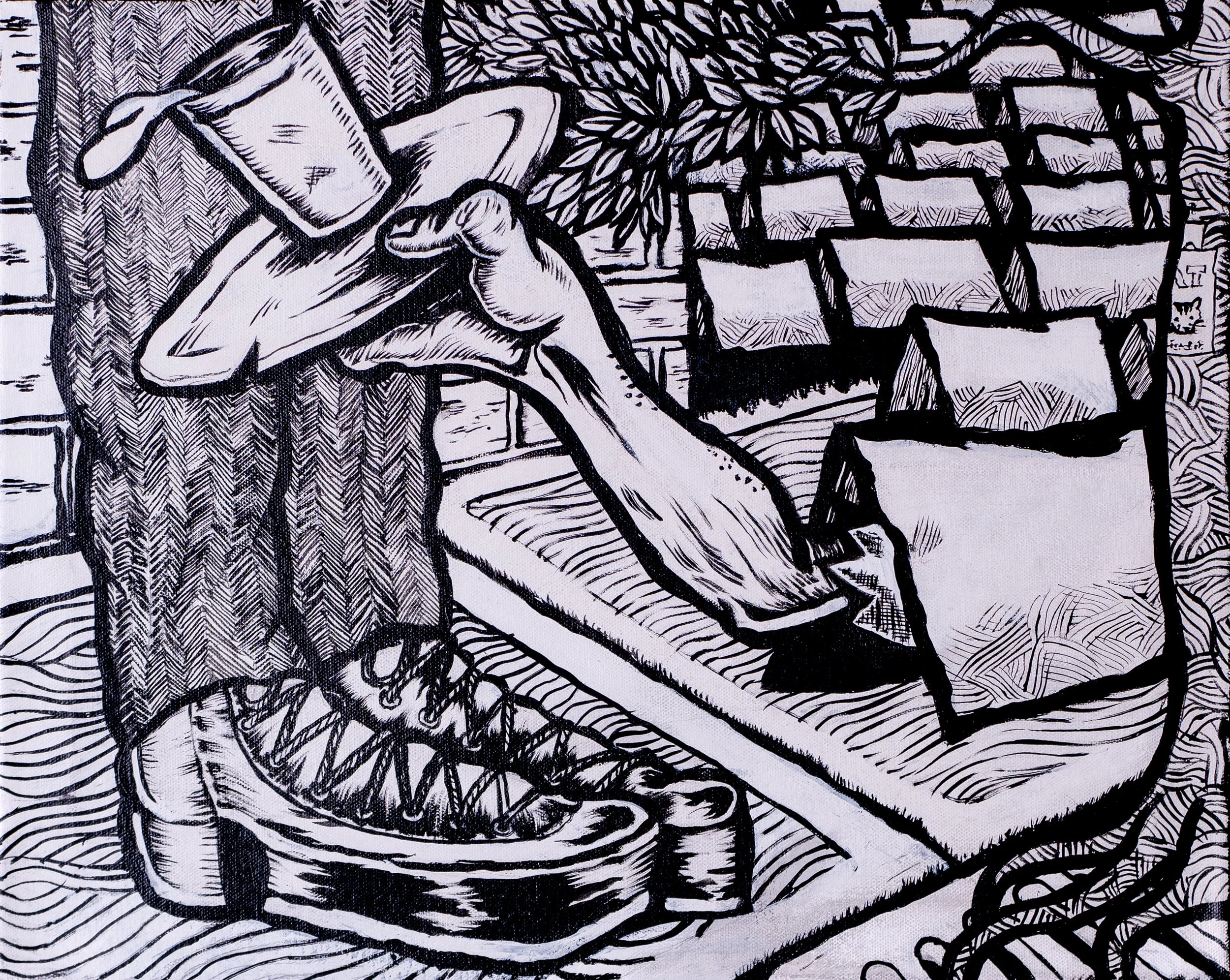 Clay Parker_Unhoused Essential Worker_ink and acrylic on canvas_16"x20"_2025_1.jpg