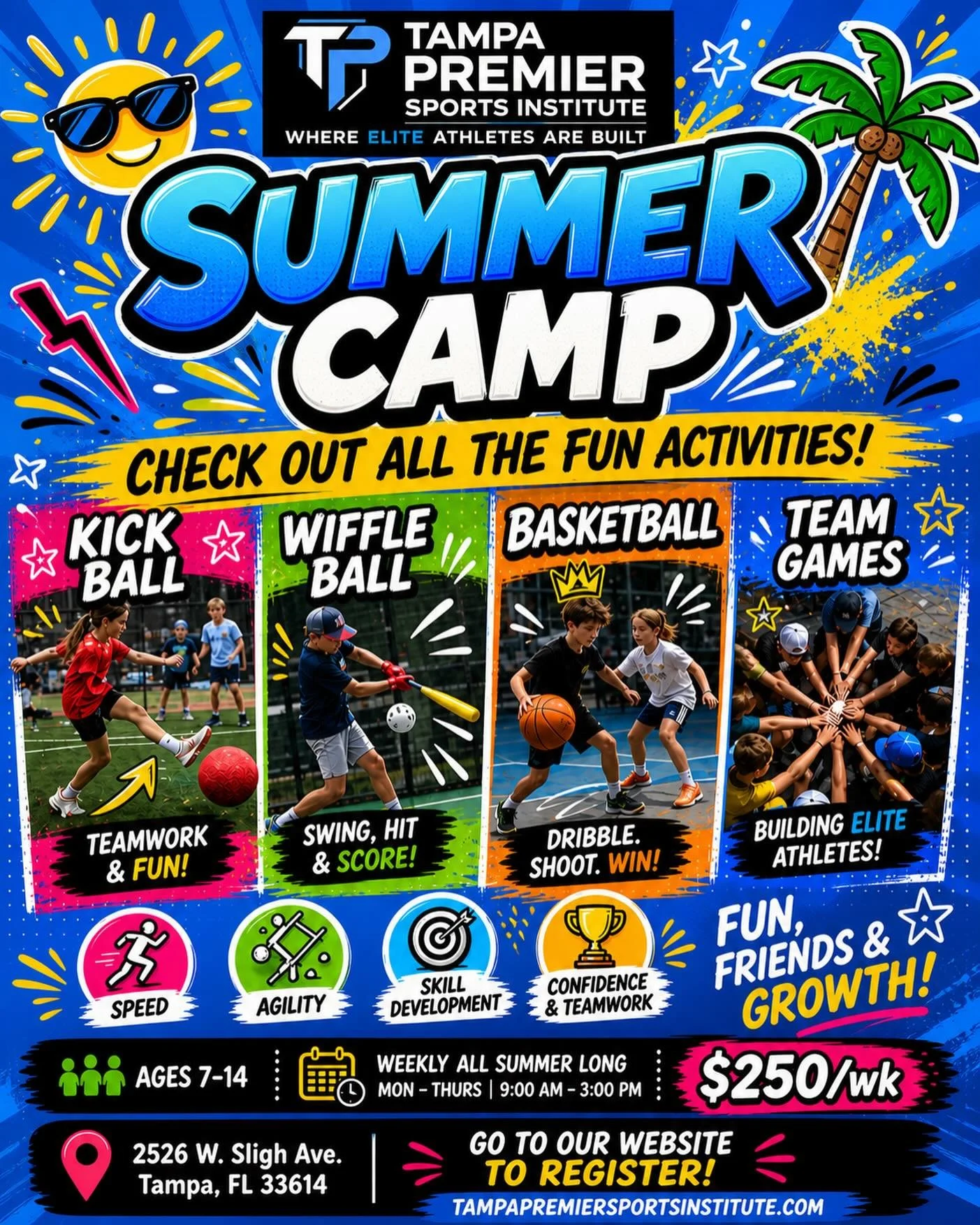 😎Spots are filling FAST‼️

This isn&rsquo;t your average summer camp&hellip;High energy. Real training. Competitive environment.

⚽️ Kickball
⚾️ Wiffle Ball
🏀 Basketball
🔥 Speed &bull; Agility &bull; Skill Development &bull; Team Games

📍TPSI Sum