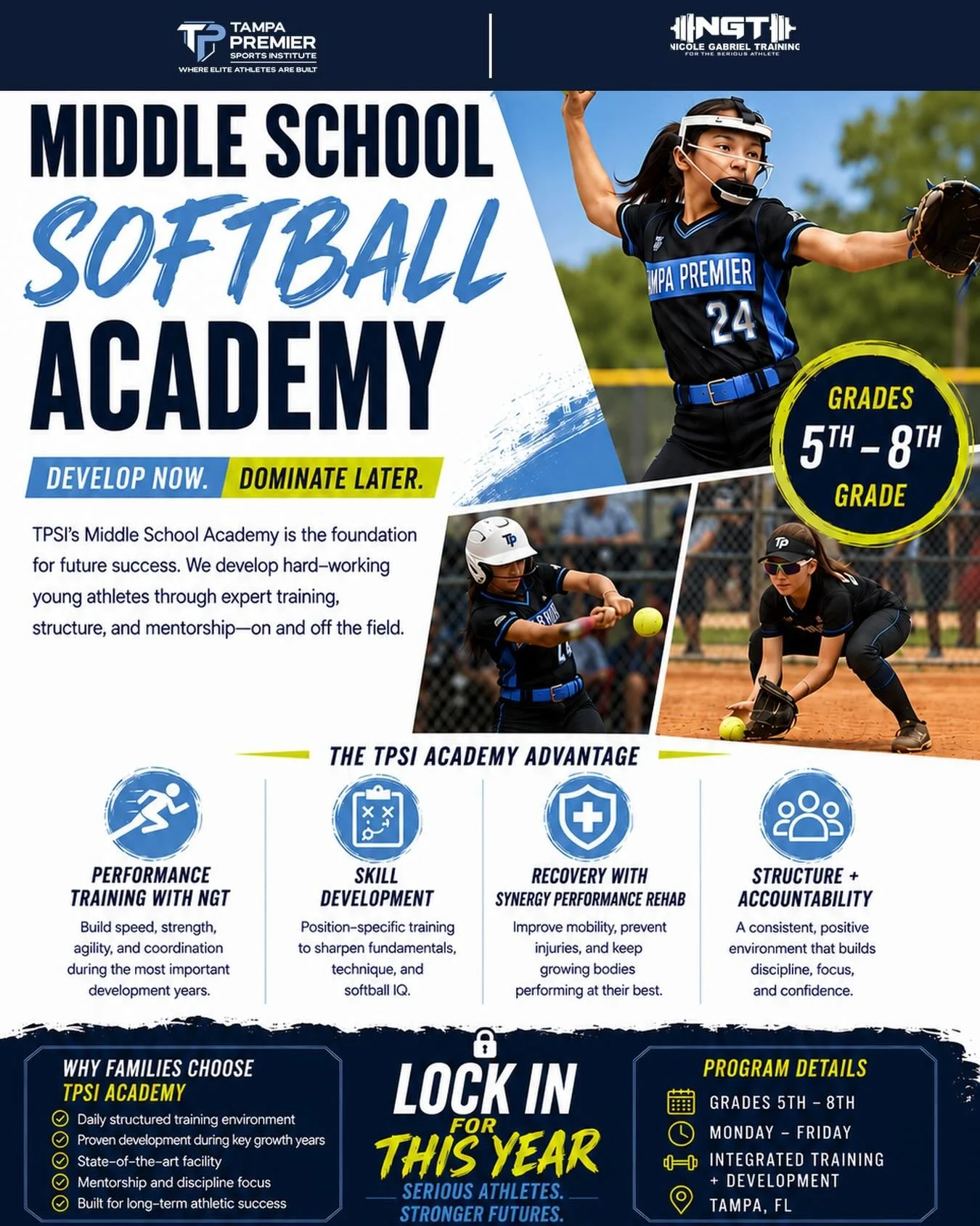 🚨BUILD THE FOUNDATION. DOMINATE THE FUTURE. 

The TPSI Middle School Softball Academy is designed for athletes in grades 5-8 who are ready to take their game to the next level.

✅ Performance Training with NGT
✅ Recovery with Synergy Performance Reh