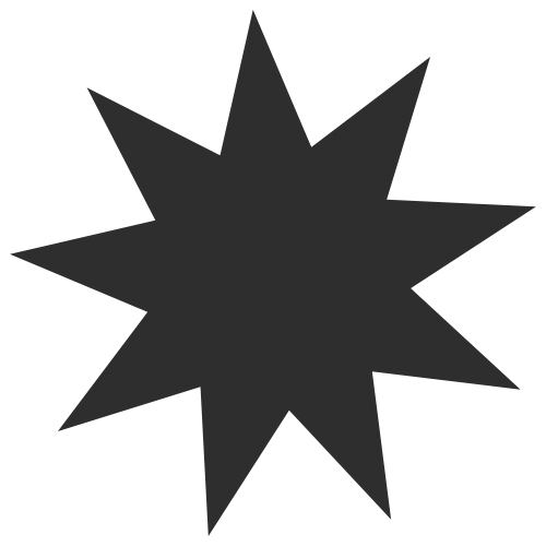 Black explosion graphic with 12 jagged points radiating outward.