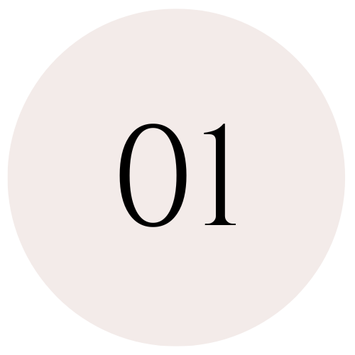A white circle with the number '01' in black text in the center.