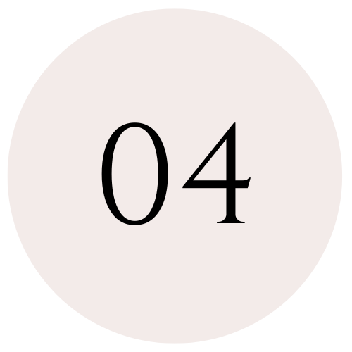 A circular graphic with a light beige background featuring the black number '04' in the center.