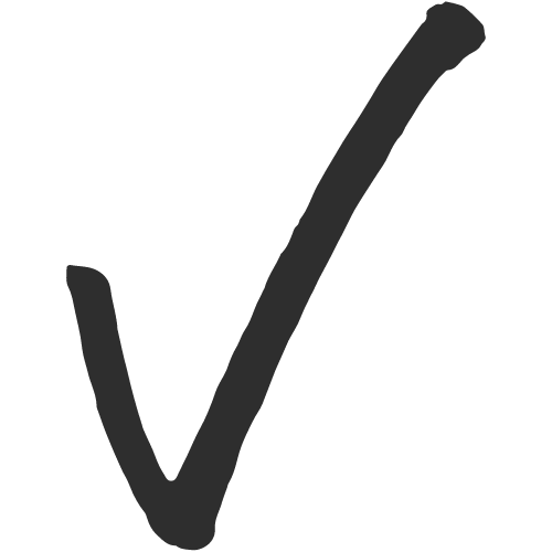A black checkmark symbol on a white background.