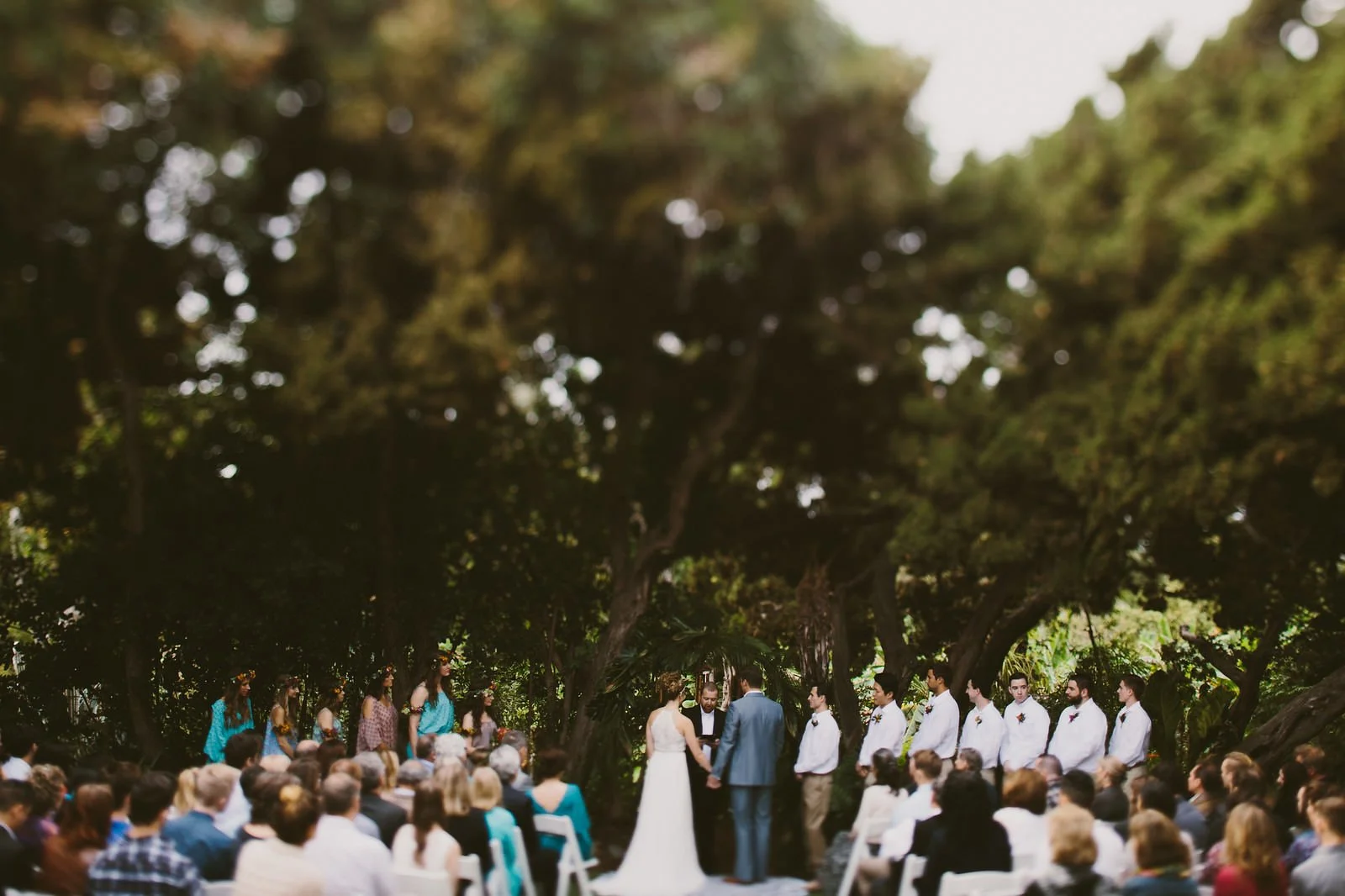 Wedding under a large tree at botanical gardens- - Boise, Idaho Fine Art Wedding Photographer