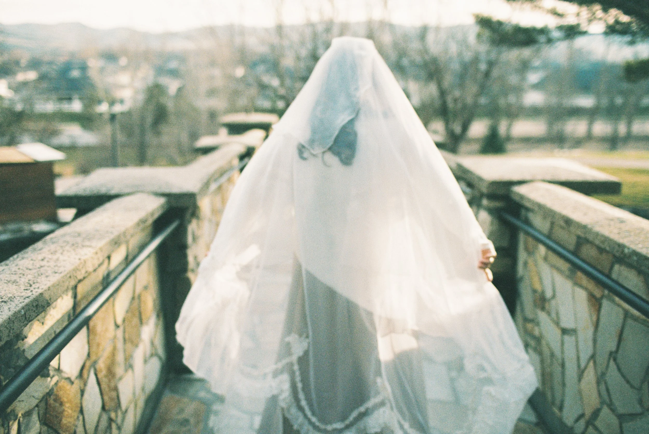 film photograph of a bride on her wedding day in Boise, Idaho