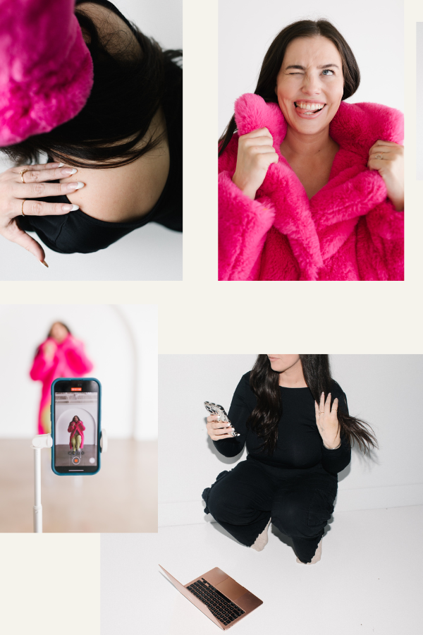 collage of images from a brand session with a social media manager.