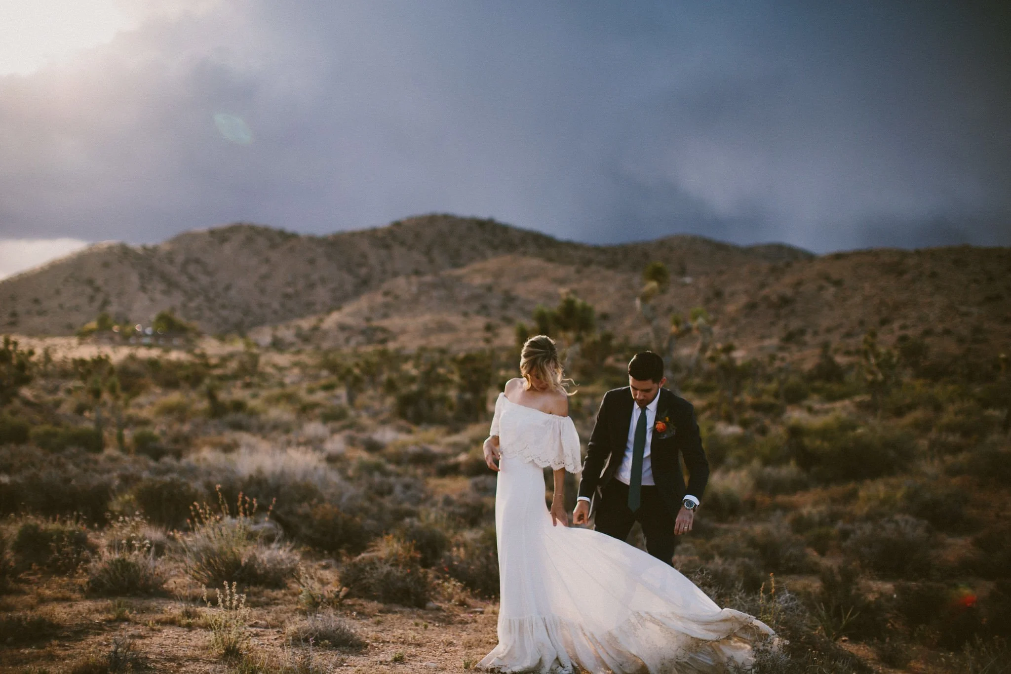 Bride and groom in the foothills after a storm- Boise, Idaho Fine Art Wedding Photographer