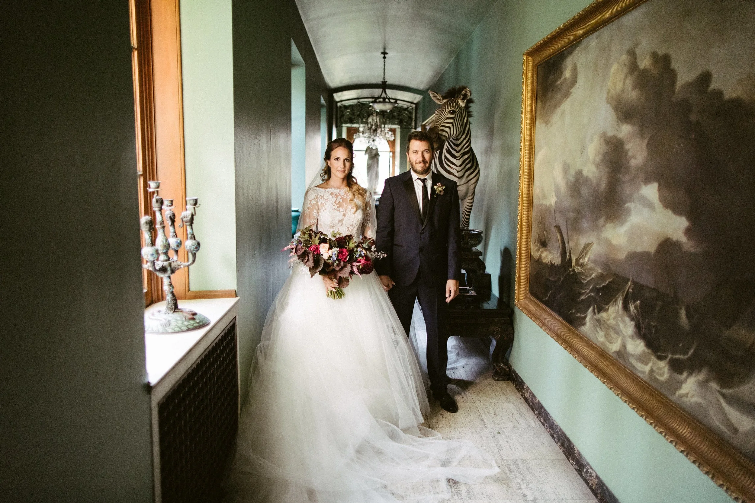 Bride and groom in a eclectic Los Angeles estate