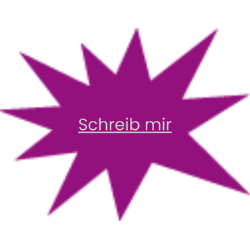 Ein lila Sternschnuppe mit dem Text 'Schreib mir' in der Mitte.