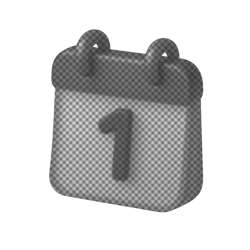A gray calendar icon with a large number '1' in the center.
