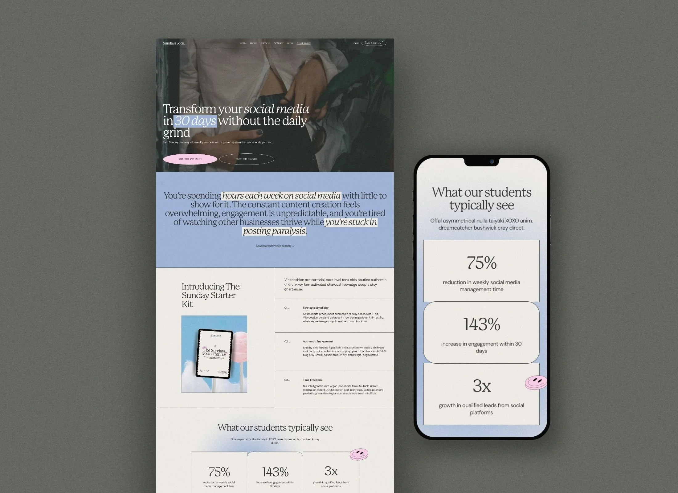 A computer screen and a smartphone showing social media management website and statistics