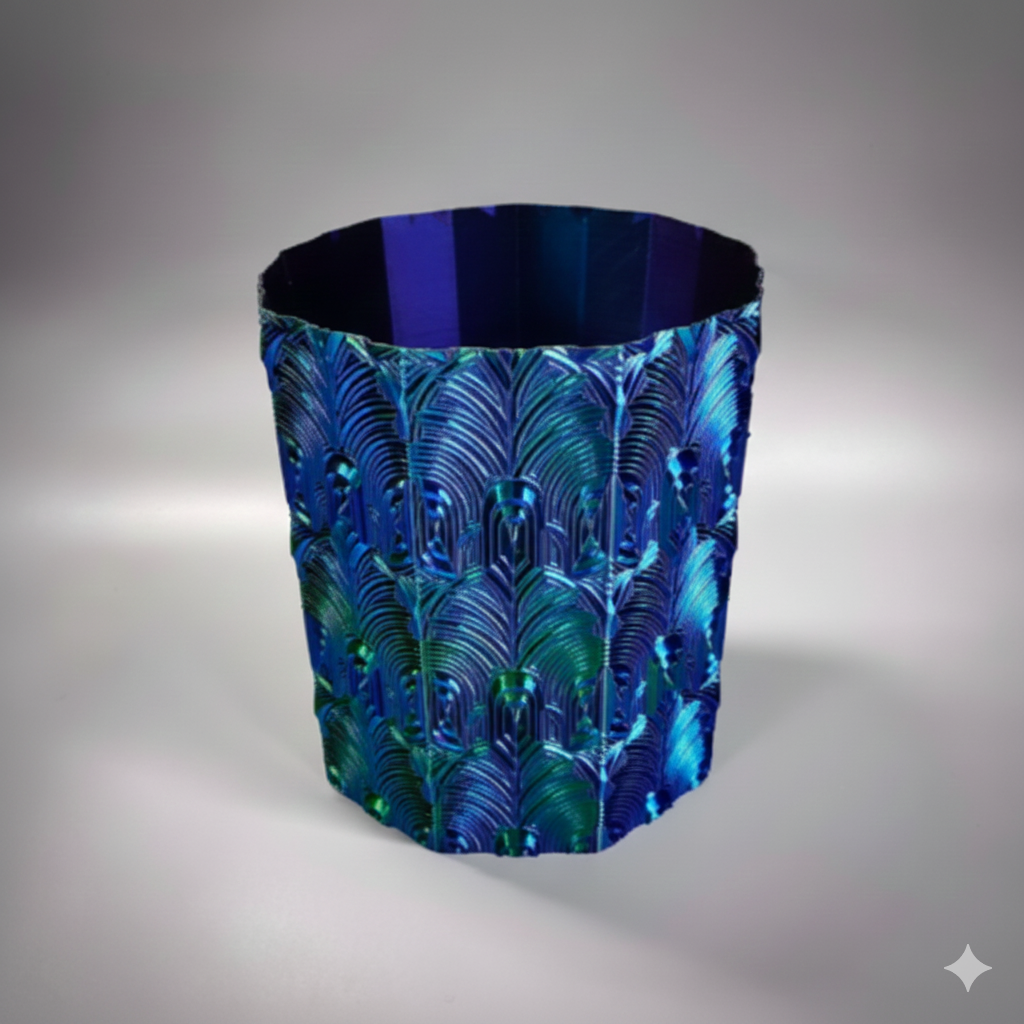 The Chroma-Feather Desk Organizer: Vase or Utensil Holder (4" ID x 5" Tall)