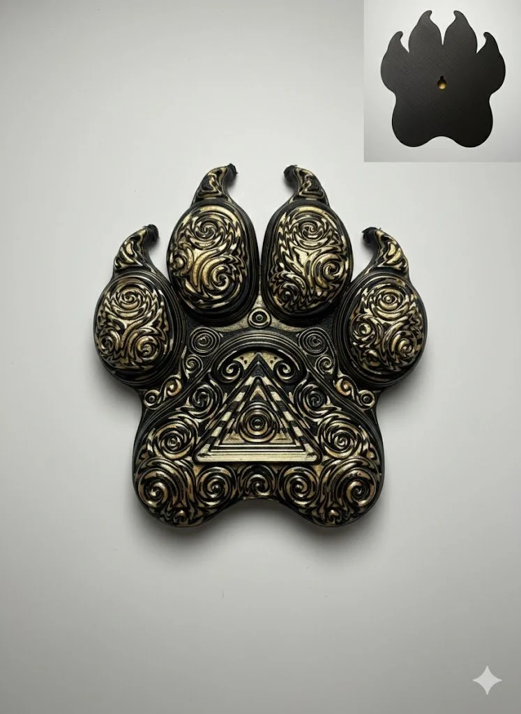 The Black Wolf Sigil Paw: Multi-Color V-Slicer Relief Wall Art (6