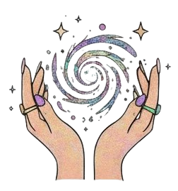 Glitter universe in woman hands